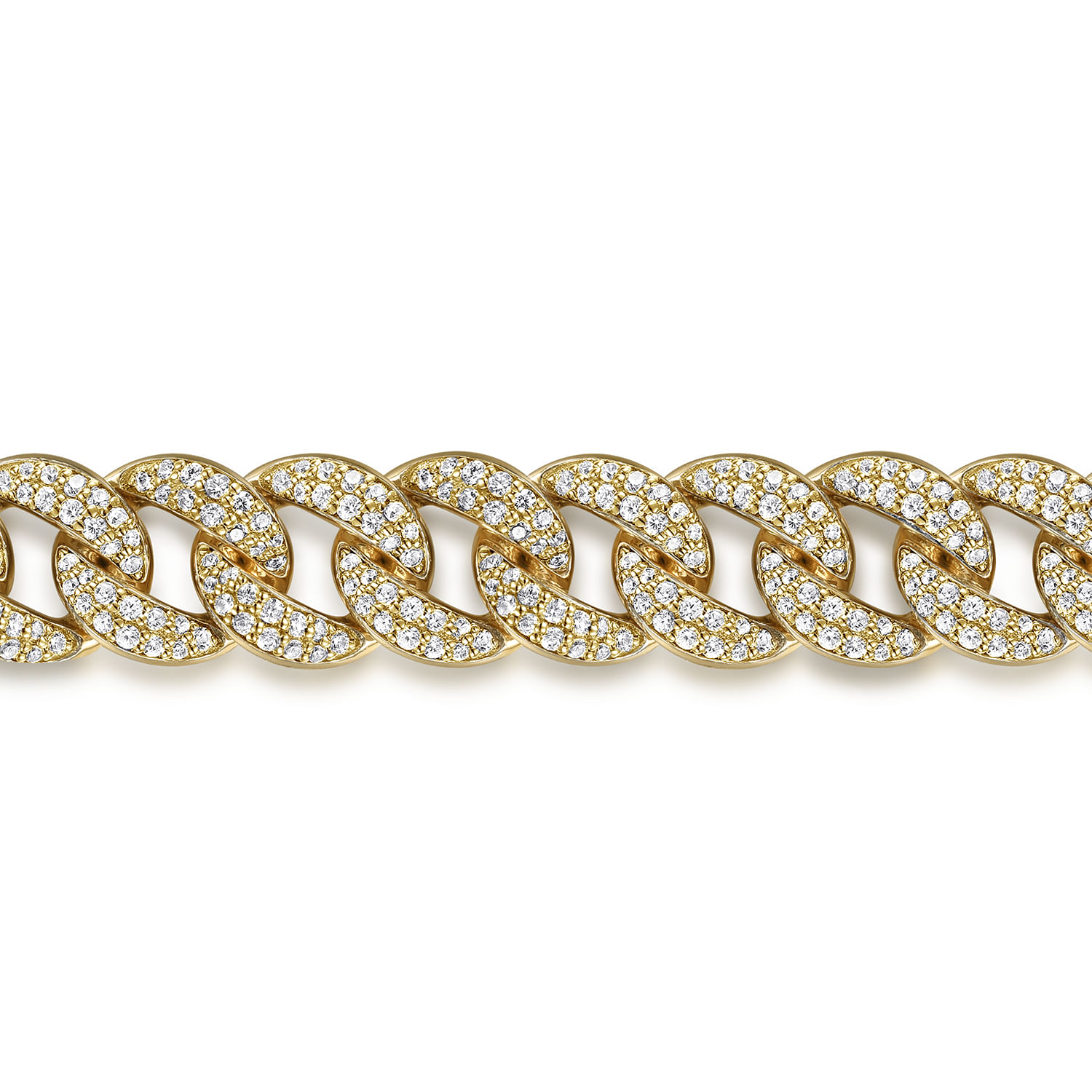 14K Yellow Gold 10mm Width Classic Diamond Men's Cuban Bracelet