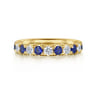 Straight Wedding Ring in 14k Yellow Gold with Round Sapphire at Gabriel & Co.