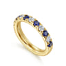 Straight Wedding Ring in 14k Yellow Gold with Round Sapphire at Gabriel & Co.