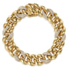 14K Yellow Gold 12mm Hollow Cuban Link Tennis Bracelet with Pave Diamond Stations - 1.3 ct