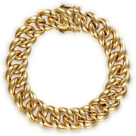 14K Yellow Gold 12mm Hollow Cuban Link Tennis Bracelet