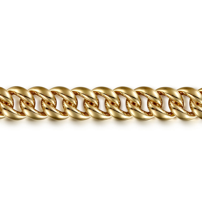 14K Yellow Gold 12mm Hollow Cuban Link Tennis Bracelet - Shot 2