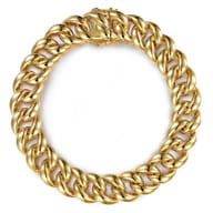 14K Yellow Gold 12mm Hollow Cuban Link Tennis Bracelet