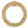 14K Yellow Gold 12mm Width Classic Diamond Men's Cuban Bracelet - 1.5 ct