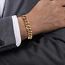 14K Yellow Gold 12mm Width Classic Diamond Men's Cuban Bracelet - 1.5 ct