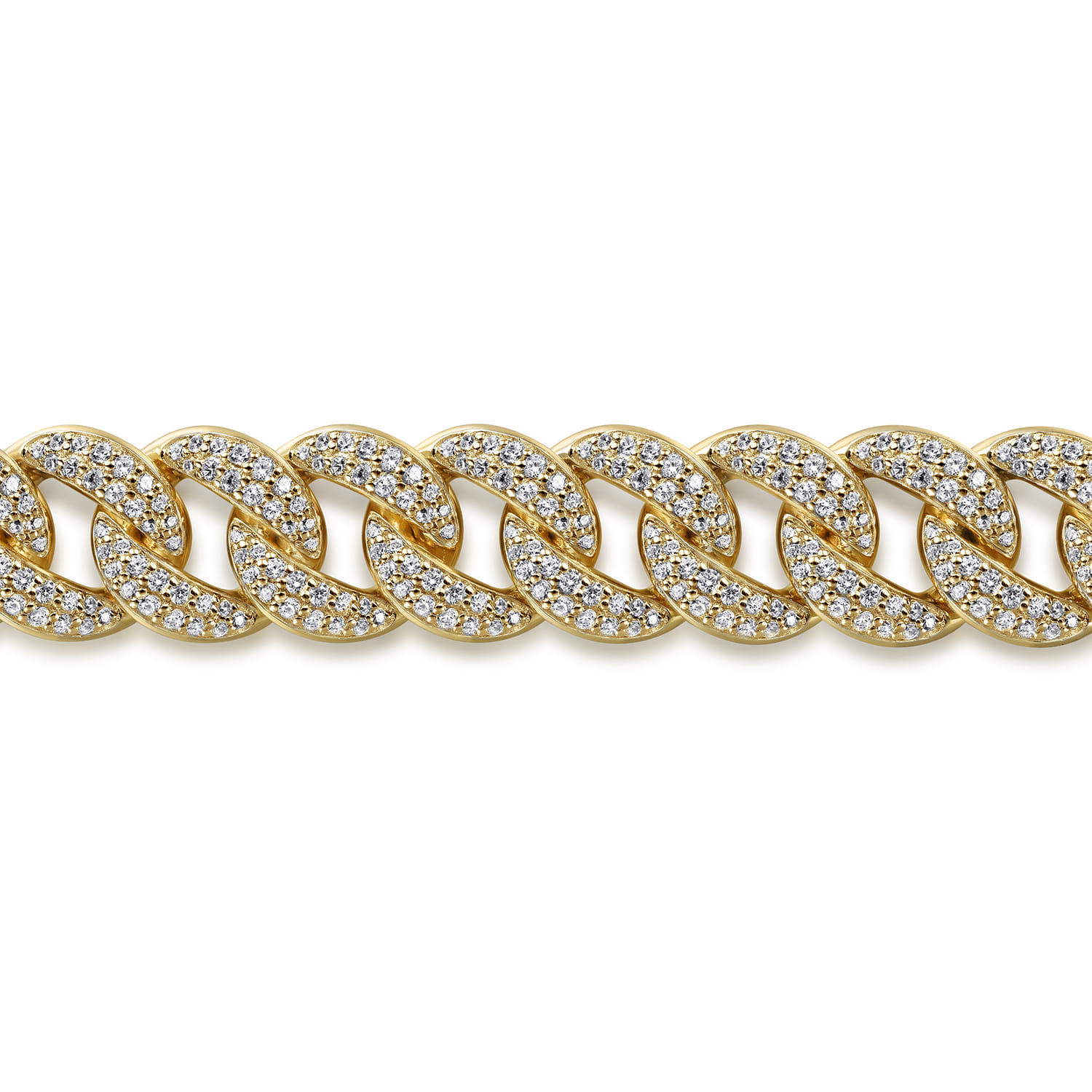 14K Yellow Gold 12mm Width Classic Diamond Men's Mix Cuban Bracelet - 5.56 ct - Shot 2