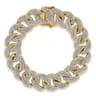 14K Yellow Gold 14mm Hollow Cuban Link Diamond Tennis Bracelet - 6 ct
