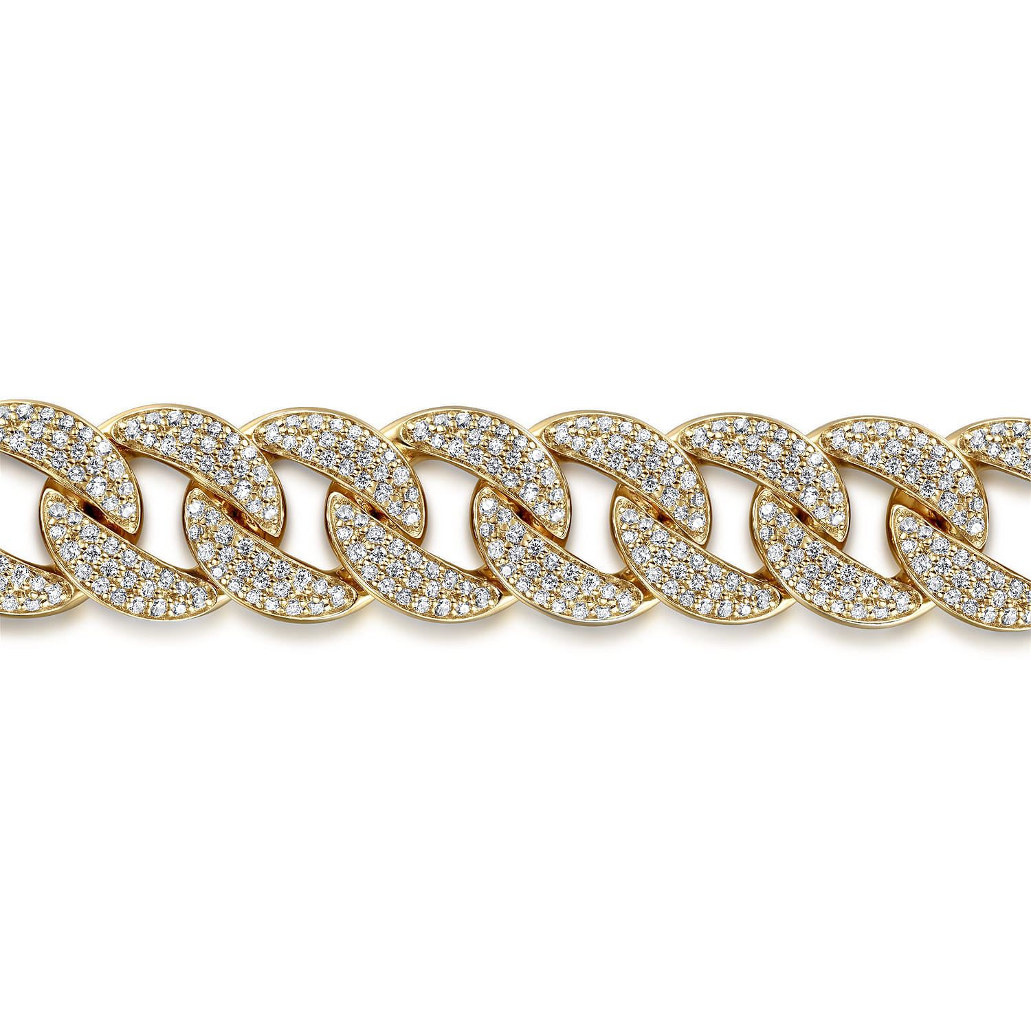 14K Yellow Gold 14mm Hollow Cuban Link Diamond Tennis Bracelet - 6.53 ct - Shot 2