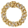 14K Yellow Gold 14mm Hollow Cuban Link Tennis Bracelet with Pave Diamond Stations - 1.5 ct