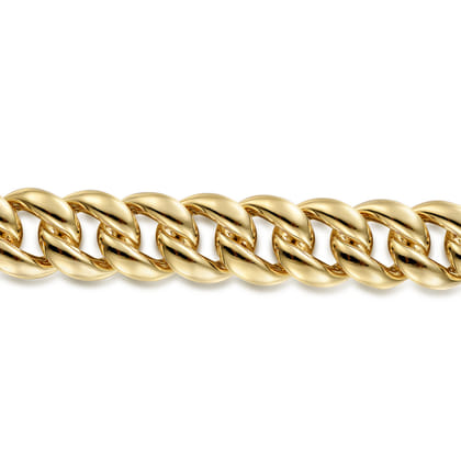 14K Yellow Gold 14mm Hollow Cuban Link Tennis Bracelet