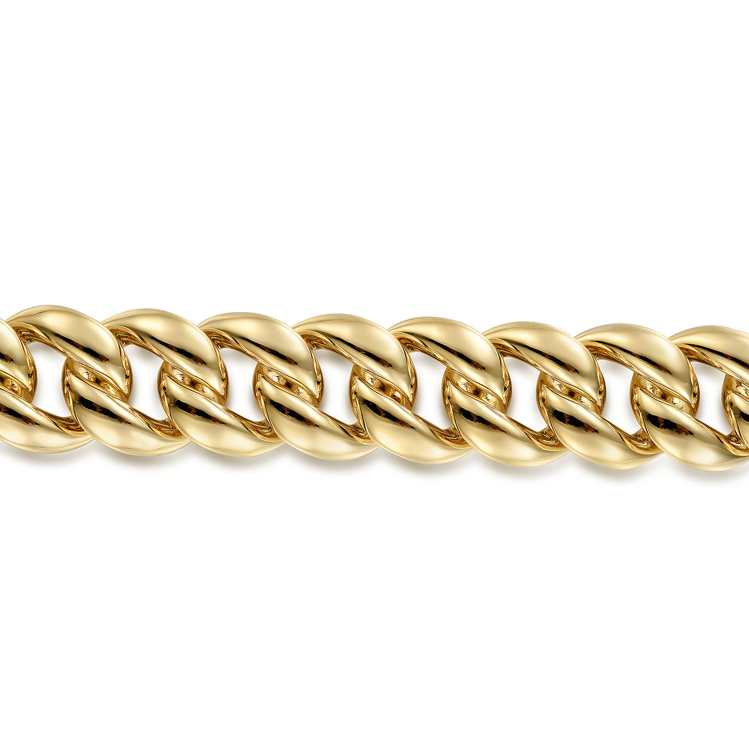 14K Yellow Gold 14mm Hollow Cuban Link Tennis Bracelet - Shot 2