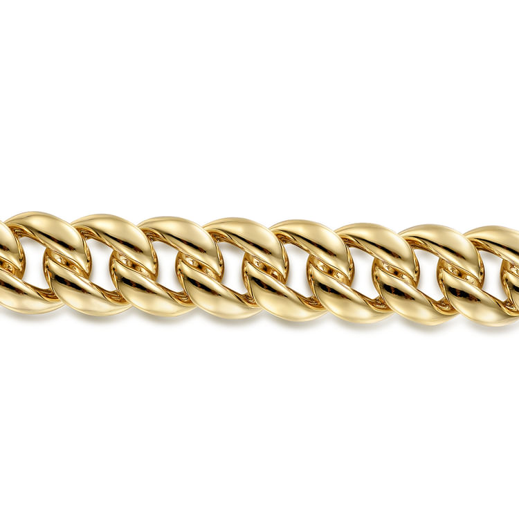 14K Yellow Gold 14mm Hollow Cuban Link Tennis Bracelet