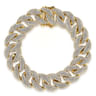 14K Yellow Gold 14mm Width Classic Diamond Cuban Tennis Bracelet - 6 ct