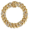 14K Yellow Gold 14mm Width Classic Diamond Men's Cuban Bracelet - 1.8 ct