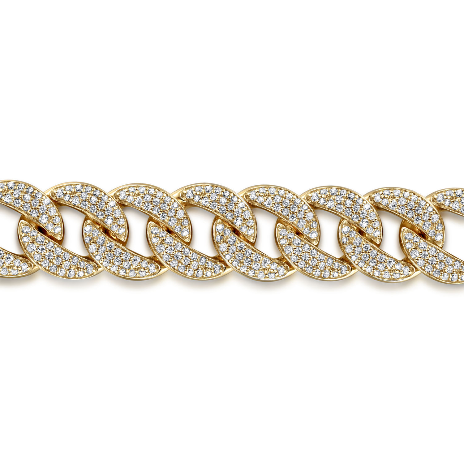 14K Yellow Gold 14mm Width Classic Diamond Men's Cuban Bracelet