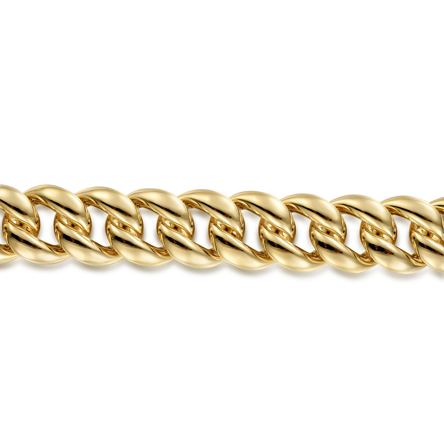 14K Yellow Gold 14mm Width Hollow Classic Plain Men's Cuban Bracelet