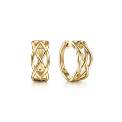 14K Yellow Gold 15 mm Twisted Huggies