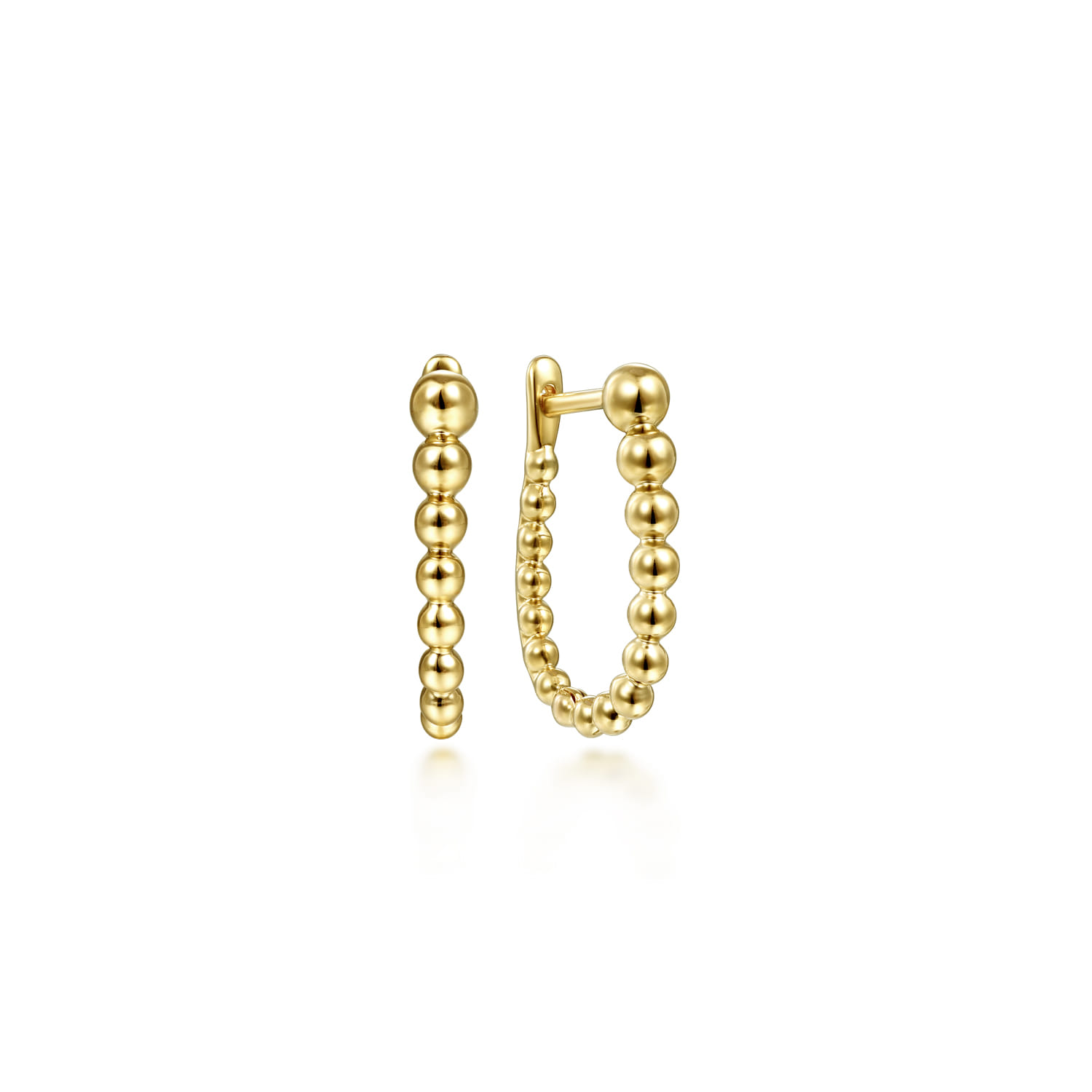 14K Yellow Gold 15mm Bujukan Huggie Earrings - Shot 1