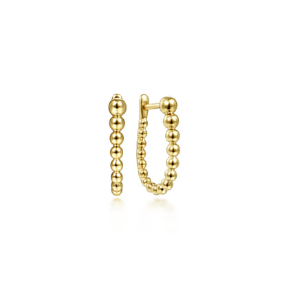 14K Yellow Gold 15mm Bujukan Huggie Earrings