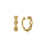 14K Yellow Gold 15mm Chain Pattern Huggie Earrings