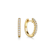 14K Yellow Gold 15mm Classic Diamond Huggies