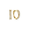 14K Yellow Gold 15mm Diamond Criss Cross Huggie Earrings - 0.5 ct