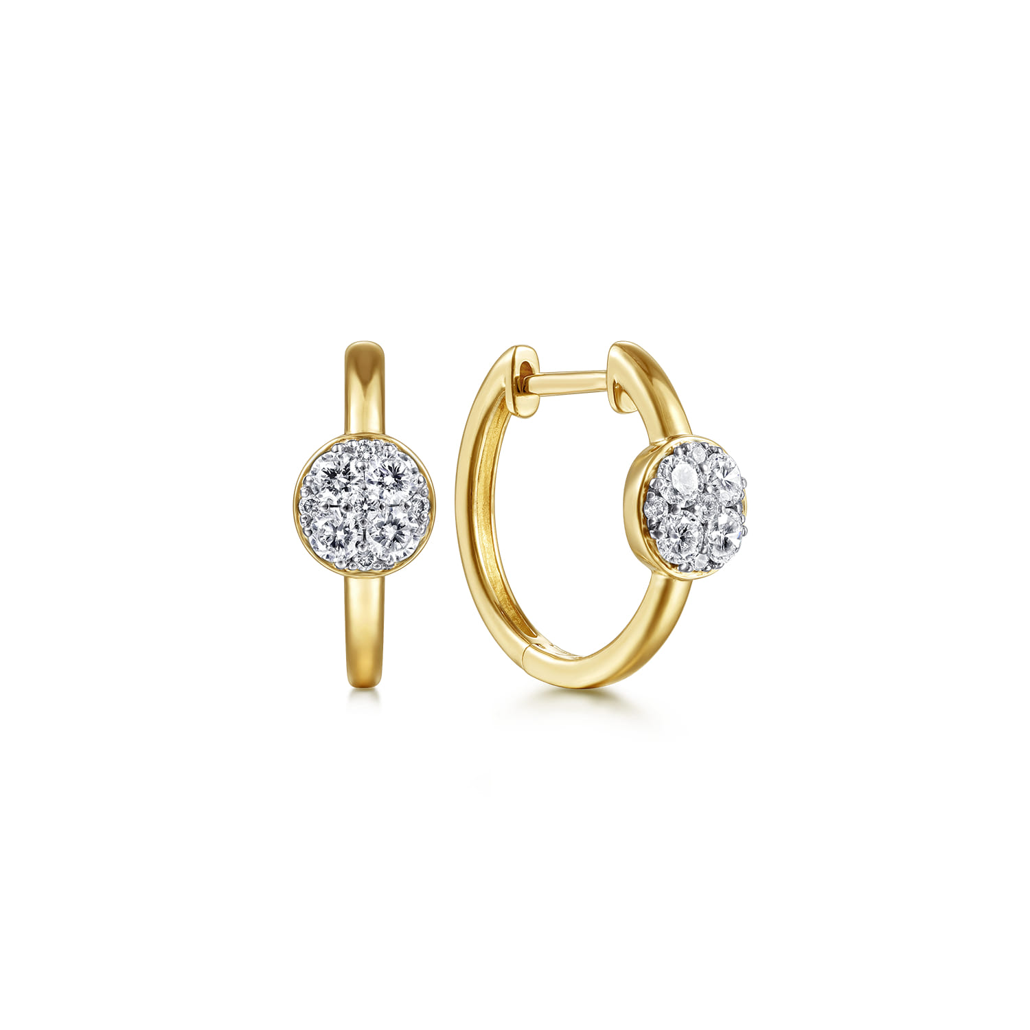 14K Yellow Gold 15mm Diamond Earrings - 0.4 ct - Shot 1