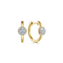 14K Yellow Gold 15mm Diamond Earrings
