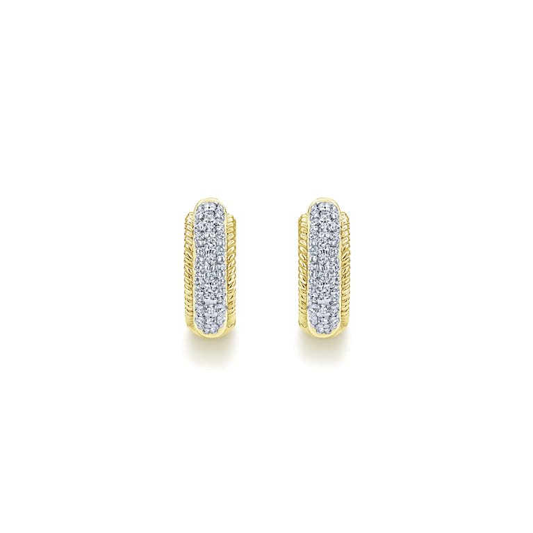 14K Yellow Gold 15mm Diamond Hoop Earrings - 0.4 ct - Shot 3