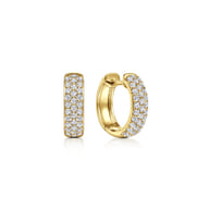 14K Yellow Gold 15mm Diamond Huggie Earrings