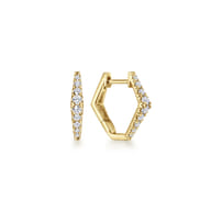14K Yellow Gold 15mm Diamond Huggies