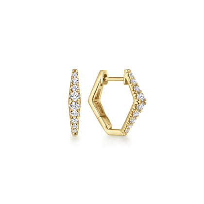 14K Yellow Gold 15mm Diamond Huggies