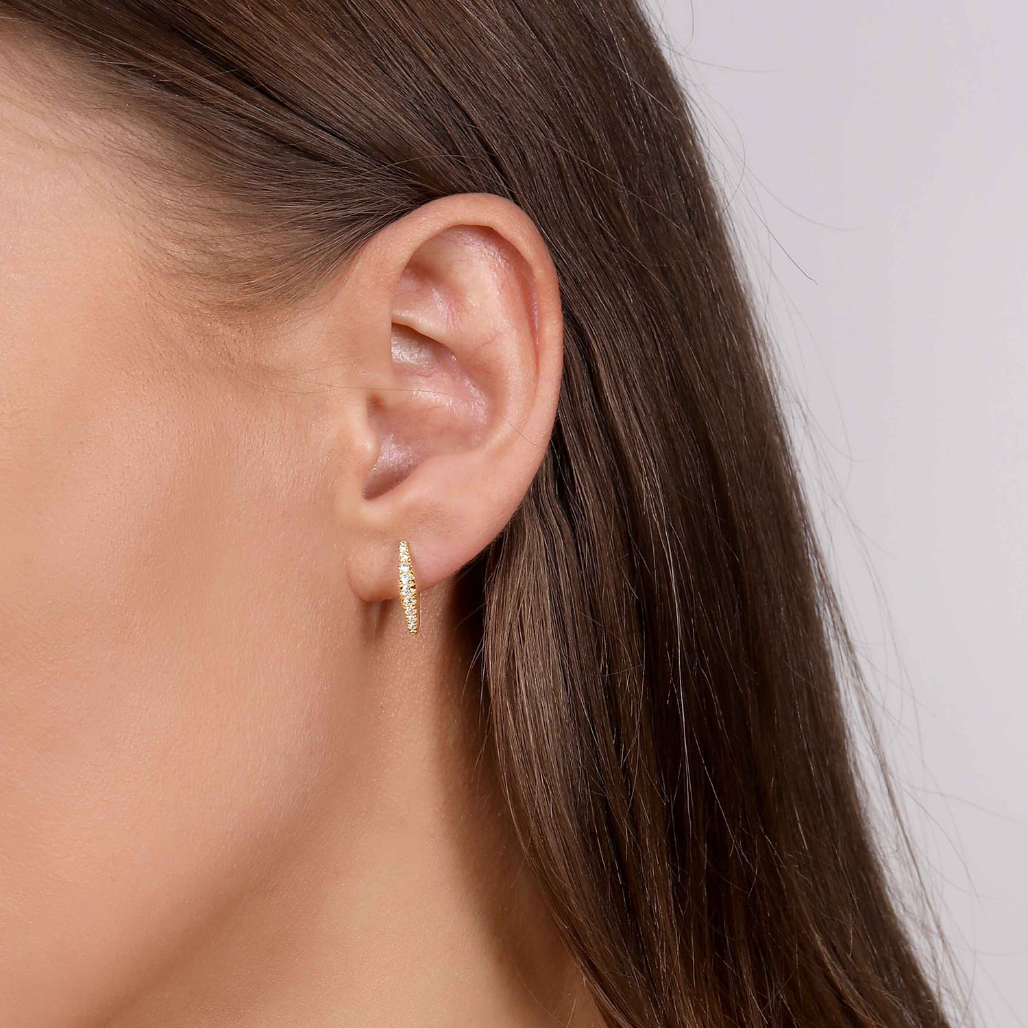 14K Yellow Gold 15mm Diamond Huggies - 0.33 ct - Shot 2