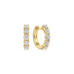 14K Yellow Gold 15mm Diamond Huggies