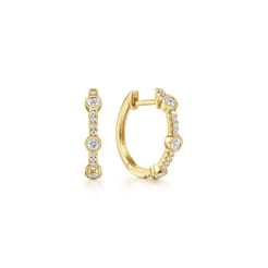 14K Yellow Gold 15mm Diamond Huggies