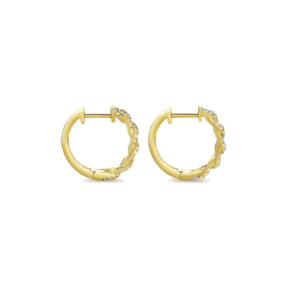 14K Yellow Gold 15mm Diamond Rope Huggies