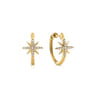 14K Yellow Gold 15mm Diamond and Star Huggies - 0.16 ct