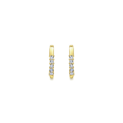 14K Yellow Gold 15mm Prong Set Diamond Huggies