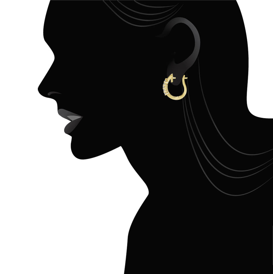 14K Yellow Gold 15mm Prong Set Diamond Huggies - 0.22 ct - Shot 4