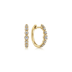 14K Yellow Gold 15mm Round Classic Diamond Huggies