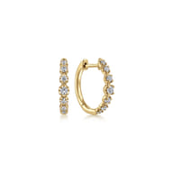 14K Yellow Gold 15mm Round Classic Diamond Huggies