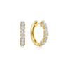 14K Yellow Gold 15mm Share Prong Set Diamond Huggie Earrings - 1.01 ct