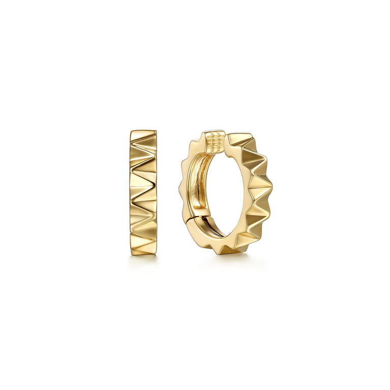 14K Yellow Gold 15mm Spike Hoop Earcuff - Shot 2