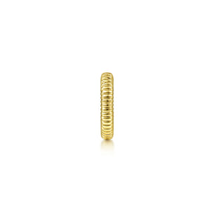 14K Yellow Gold 15mm Textured Hoop Earcuff
