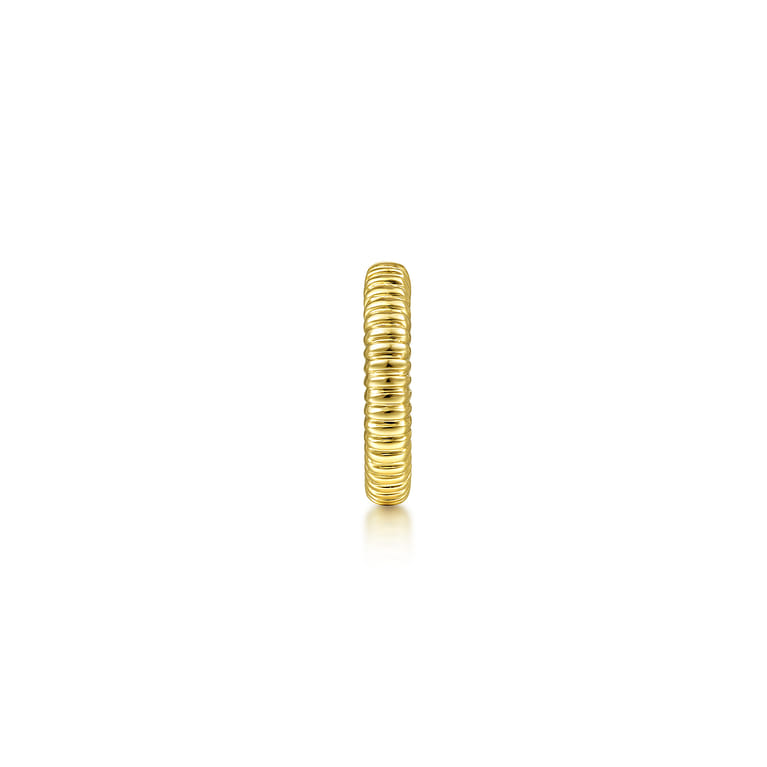 14K Yellow Gold 15mm Textured Hoop Earcuff - Shot 2
