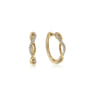 14K Yellow Gold 15mm Twisted Rope and Diamond Huggies - 0.11 ct