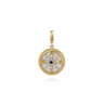 14K Yellow Gold 18mm Bujukan Diamond Compass  Mother of Pearl Medallion Pendant With Detachable Bail - 0.07 ct