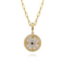 14K Yellow Gold 18mm Bujukan Diamond Compass  Mother of Pearl Medallion Pendant With Detachable Bail - 0.07 ct