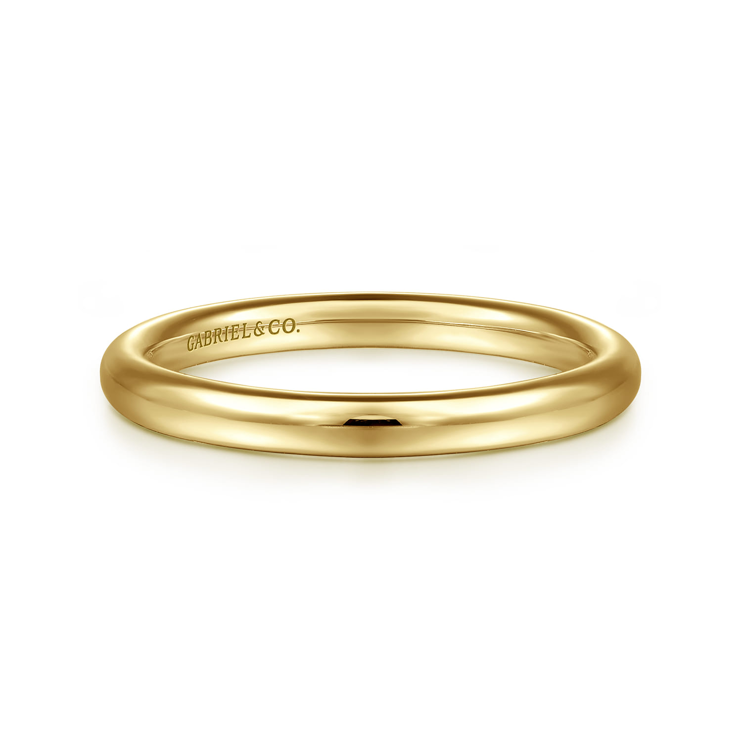 14K Yellow Gold 2.2mm Plain Wedding Band - Shot 1