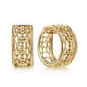 14K Yellow Gold 20 mm Wide Open Pattern Huggie Earrings
